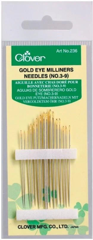 Clover Gold Eye Milliners Needles (No. 3, 5, 7, 9)