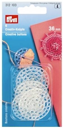 Creative Buttons, 36mm, Transparent, 6 pieces