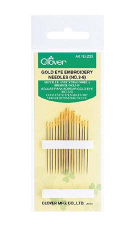 Clover Gold Eye Embroidery Needles (No. 3-9)